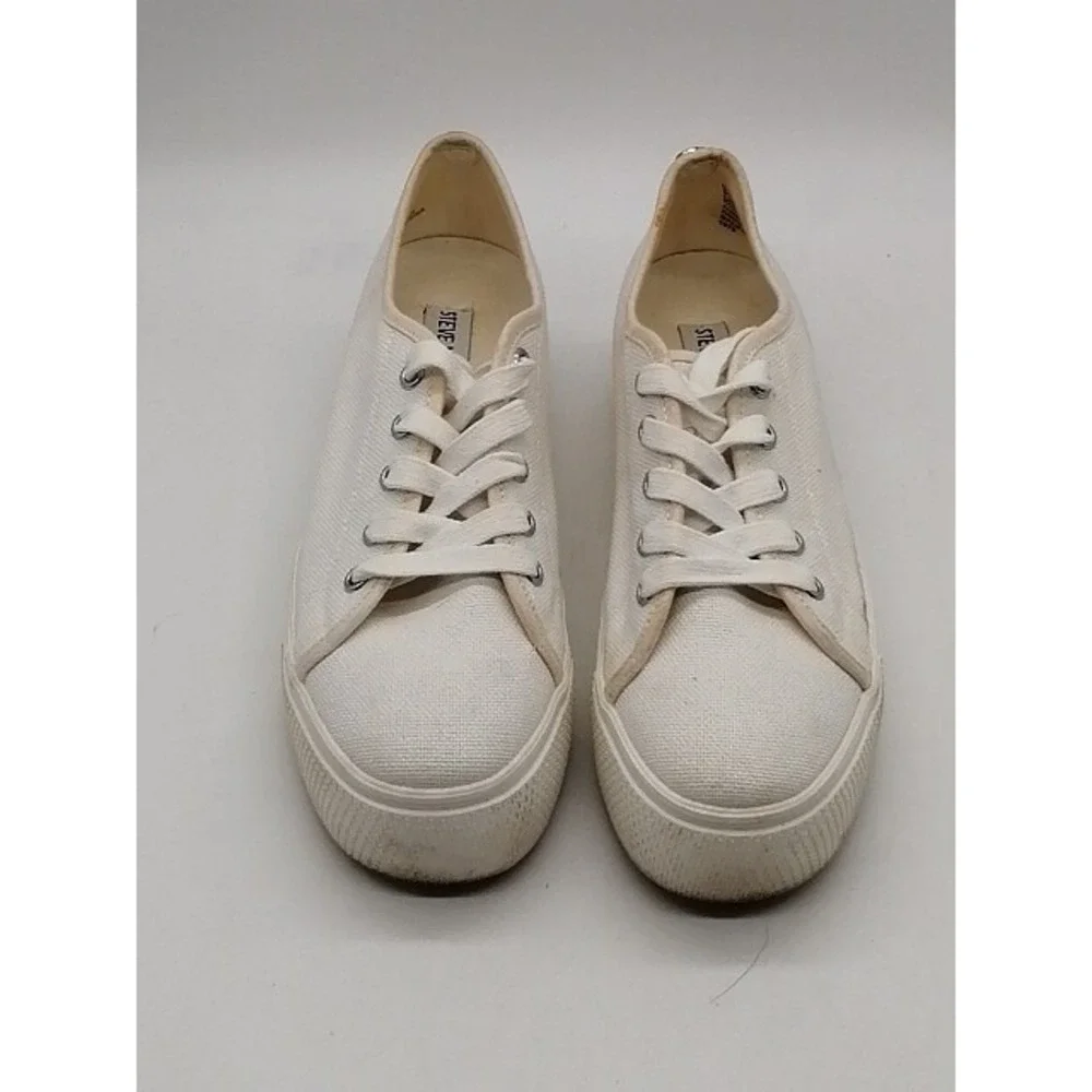 Steve Madden Sneaker Womens Elore White 8.5 Platform Walking Shoes Comfort